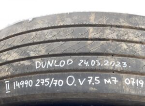 Dunlop kerék 275/70 r22. 5, 24. 03. 2023