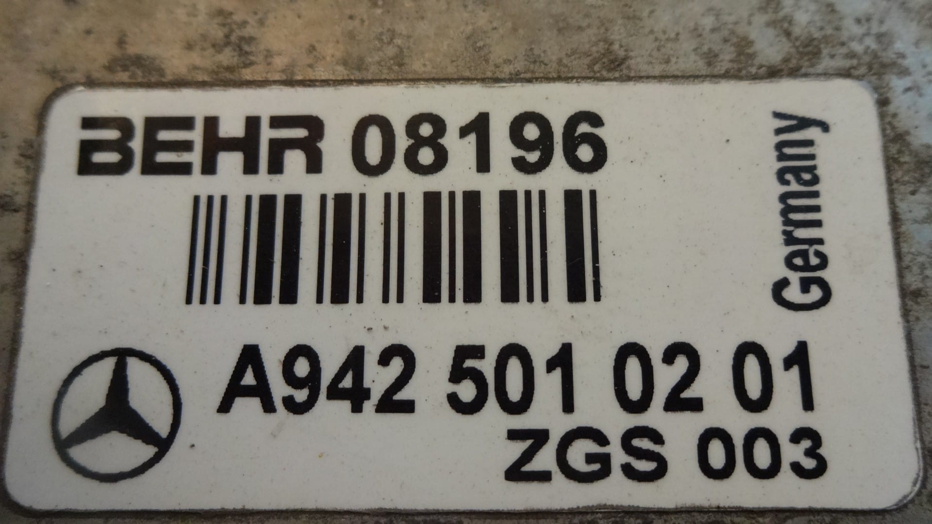 Intercooler Mercedes-Benz Actros MP3 A9425010201