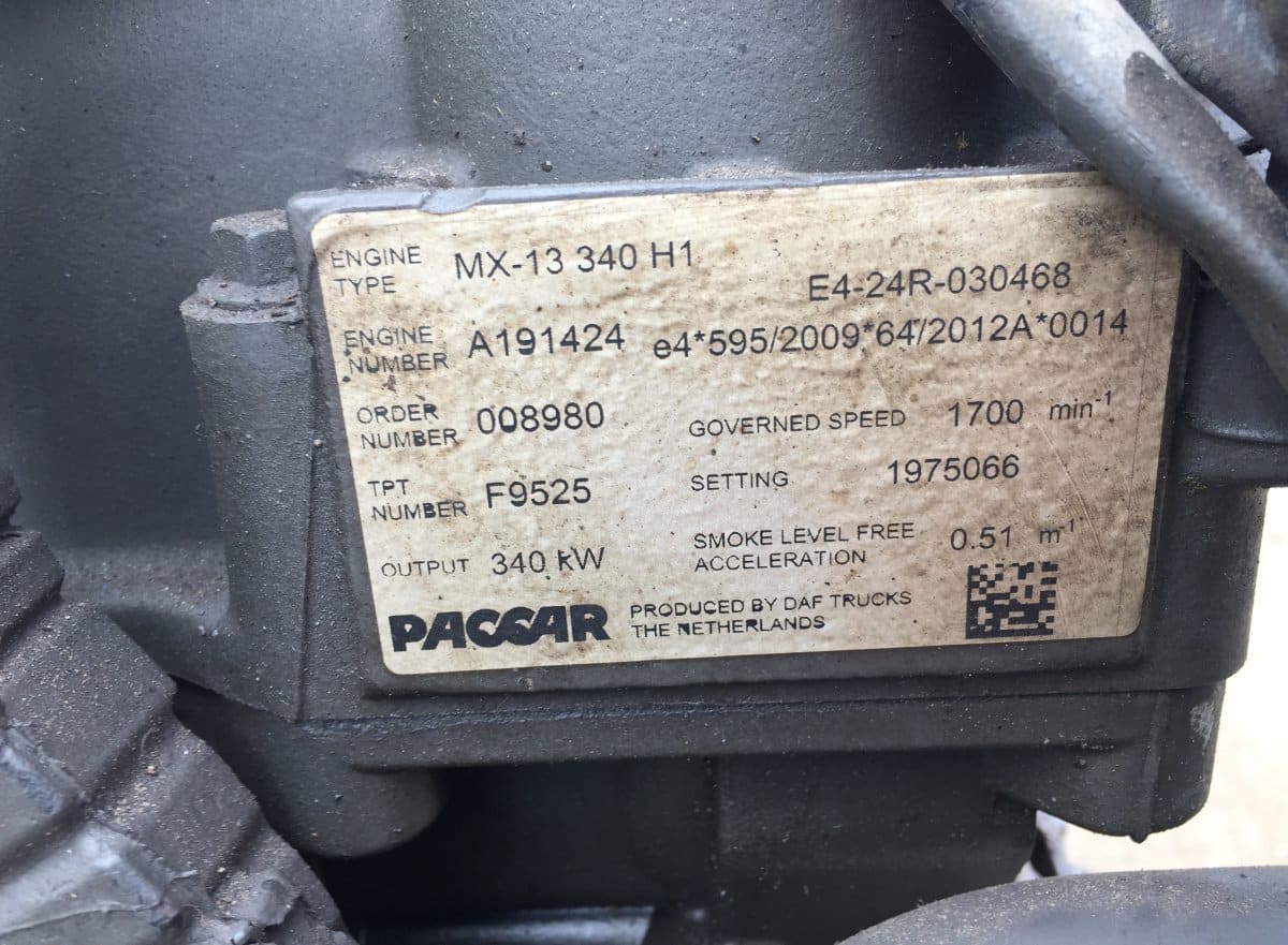 DAF XF106 MX-13 340H1 Euro 6 motor – használt állapot