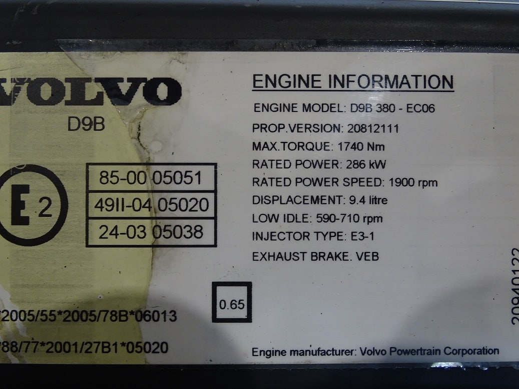 Teljes motor Volvo D9B-380 EC06/11
