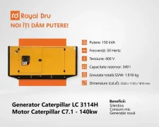 Generátor Caterpillar LC 3114H – Motor Caterpillar C7.1 – 140 kW (150 kVA, 50 Hz, 400 V)