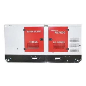 Generator super-silent 110kva 400v ricardo motorral, új, garanciával