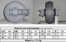 OK RH5 vezetőkerék, ØA 484 mm, ØB 453 mm, C 69 mm, D 134 mm, E 229 mm, F 110 mm, G 290 mm, H 300 mm, ØI M16, L 65 mm, M 347 mm, P 75 mm, Súly 111 kg